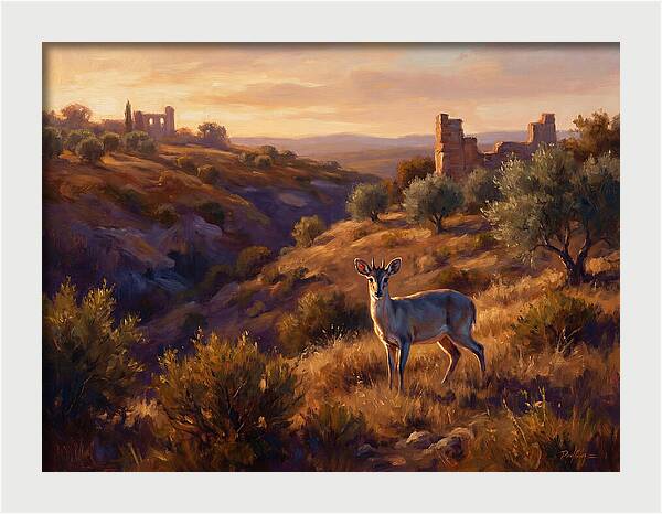 Blue Duiker In Mediterranean Landscape