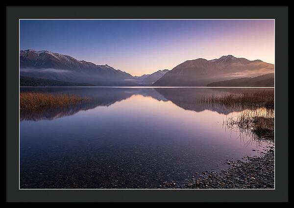 Blue Hour Serenity Over Lake