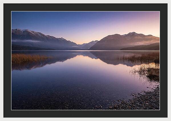 Blue Hour Serenity Over Lake