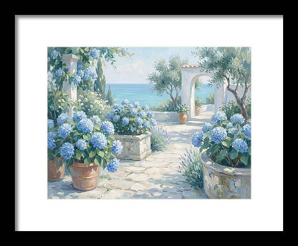 Blue Hydrangeas By The Sea