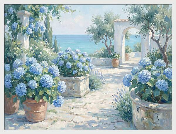 Blue Hydrangeas By The Sea