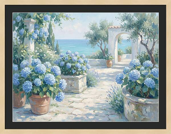 Blue Hydrangeas By The Sea