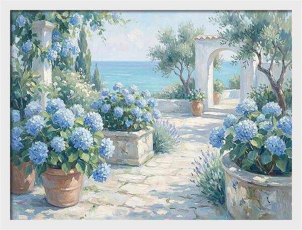 Blue Hydrangeas By The Sea