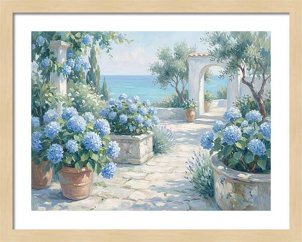Blue Hydrangeas By The Sea