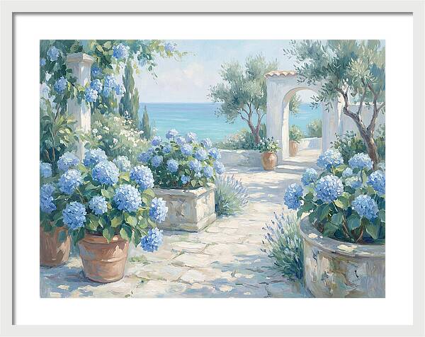Blue Hydrangeas By The Sea