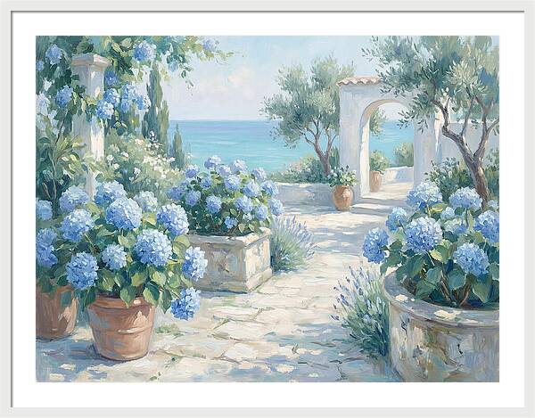 Blue Hydrangeas By The Sea