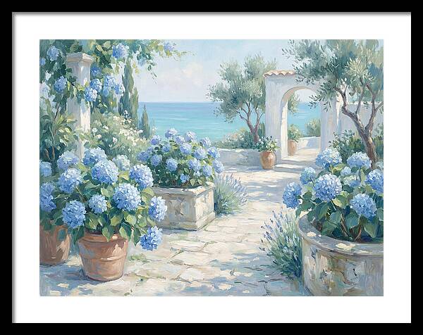 Blue Hydrangeas By The Sea