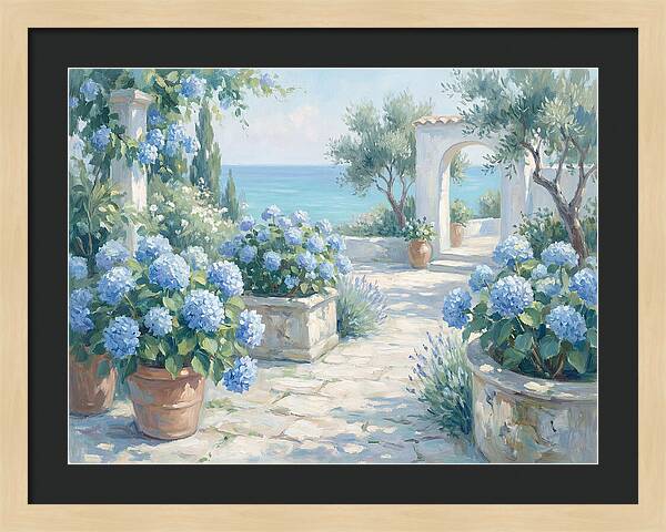 Blue Hydrangeas By The Sea
