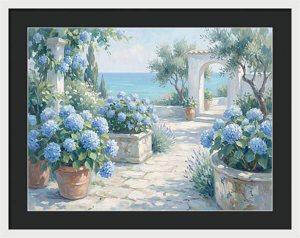 Blue Hydrangeas By The Sea