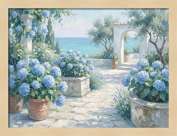 Blue Hydrangeas By The Sea