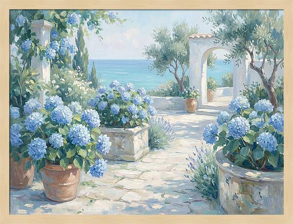 Blue Hydrangeas By The Sea