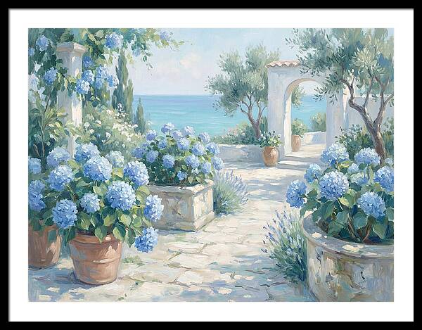 Blue Hydrangeas By The Sea