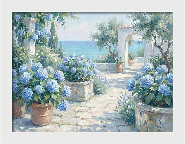 Blue Hydrangeas By The Sea