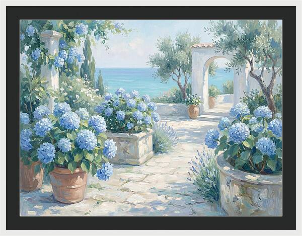Blue Hydrangeas By The Sea