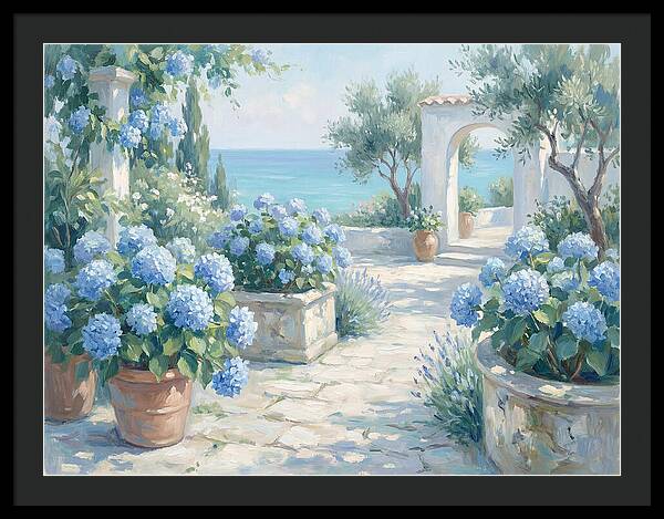 Blue Hydrangeas By The Sea