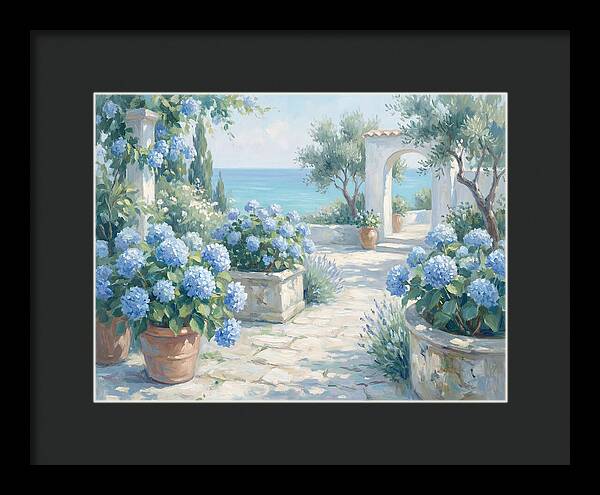 Blue Hydrangeas By The Sea