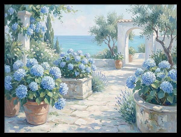 Blue Hydrangeas By The Sea