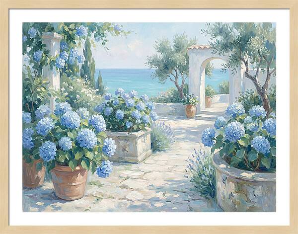 Blue Hydrangeas By The Sea