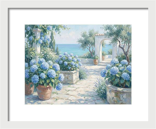 Blue Hydrangeas By The Sea