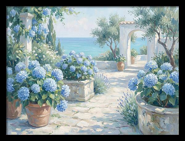 Blue Hydrangeas By The Sea