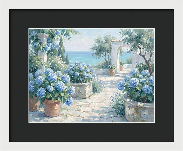 Blue Hydrangeas By The Sea