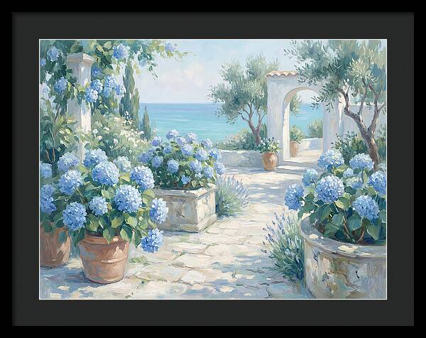Blue Hydrangeas By The Sea
