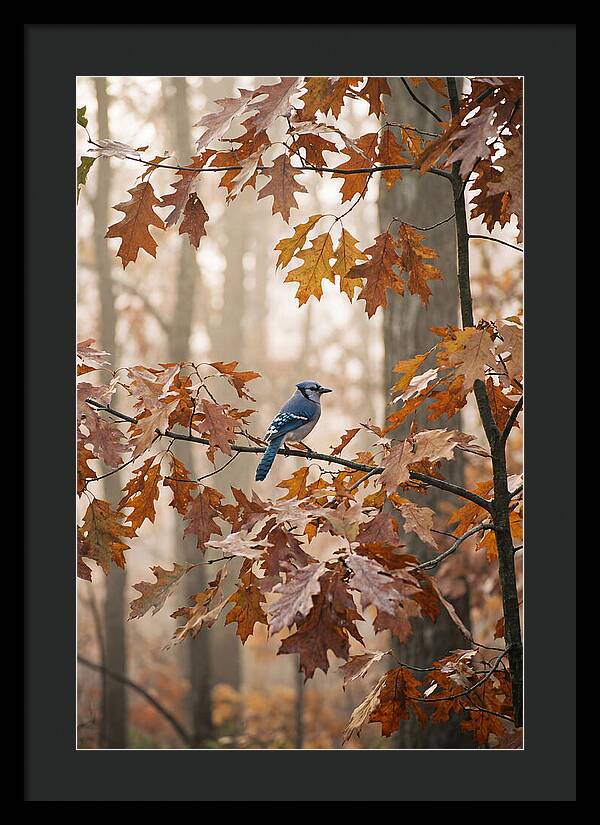 Blue Jay Among Autumn Leaves