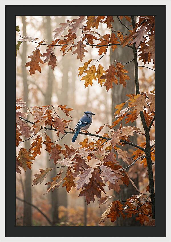 Blue Jay Among Autumn Leaves