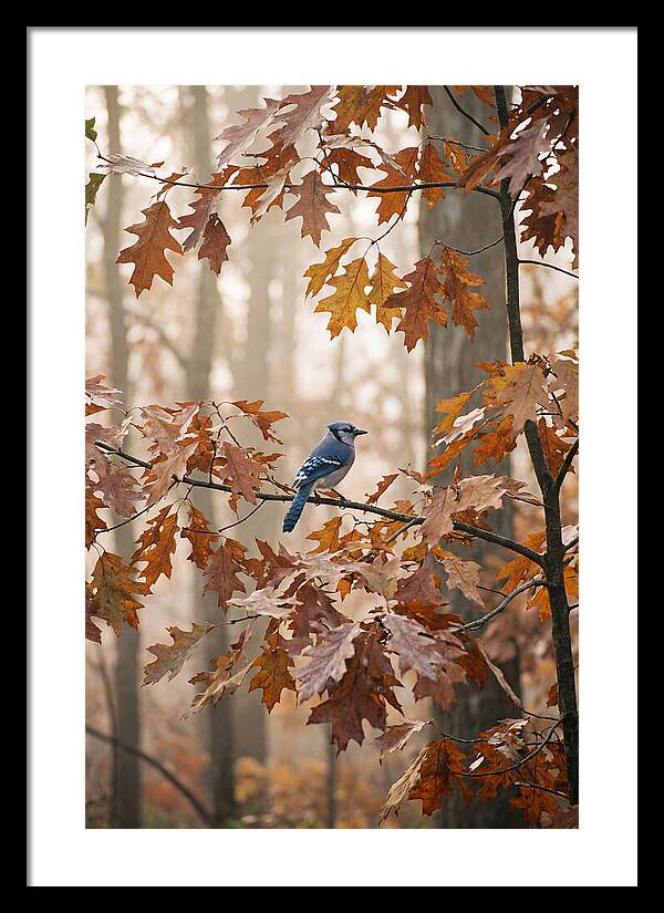 Blue Jay Among Autumn Leaves