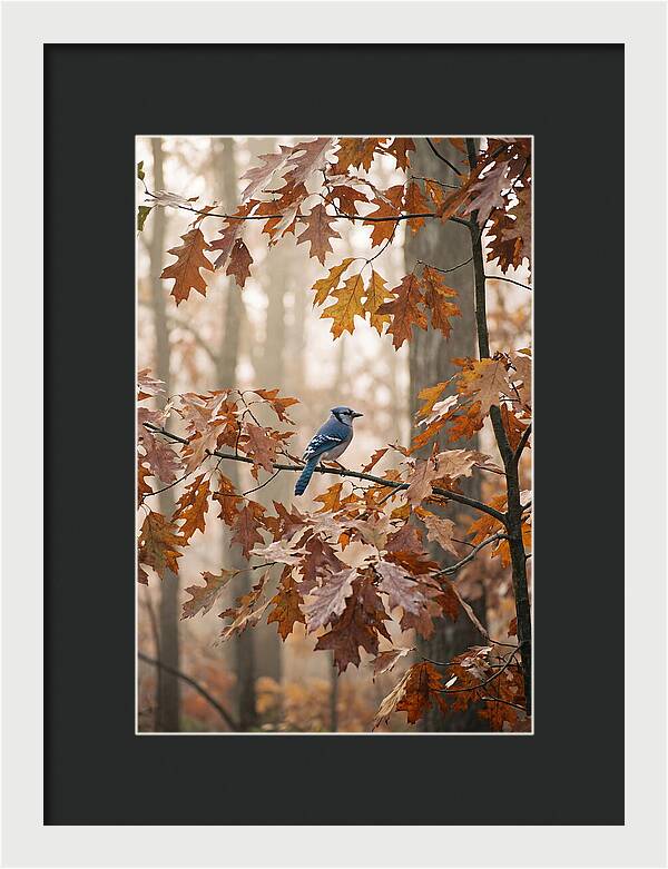 Blue Jay Among Autumn Leaves