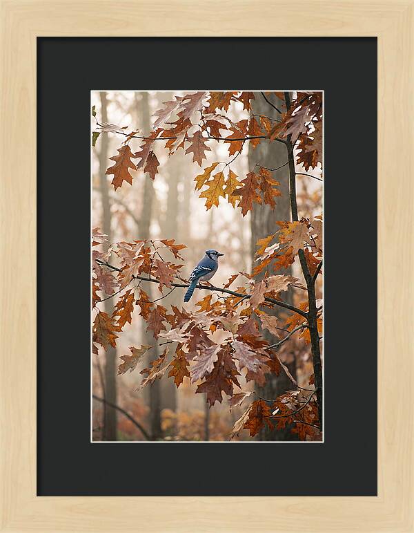 Blue Jay Among Autumn Leaves