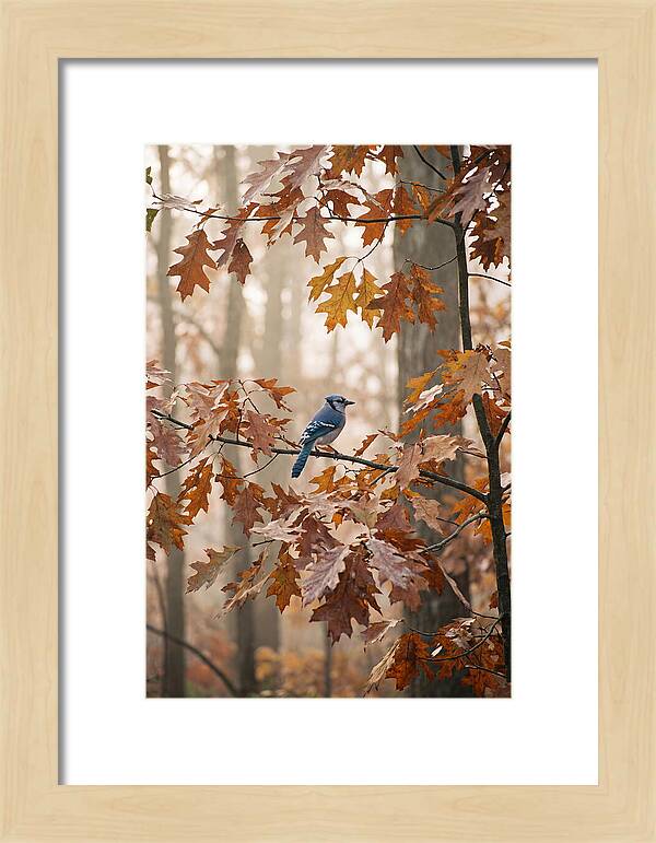 Blue Jay Among Autumn Leaves