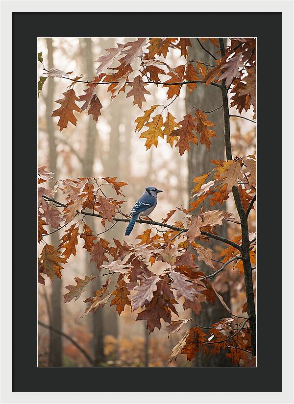 Blue Jay Among Autumn Leaves
