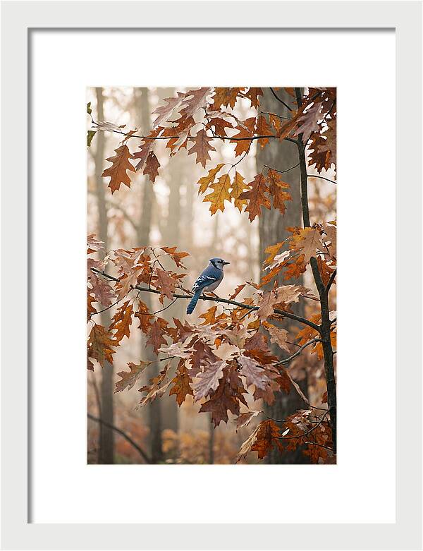 Blue Jay Among Autumn Leaves