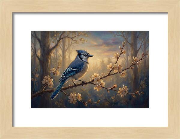Blue Jay Among Blossoms