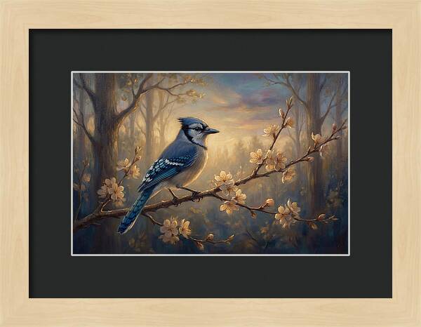 Blue Jay Among Blossoms