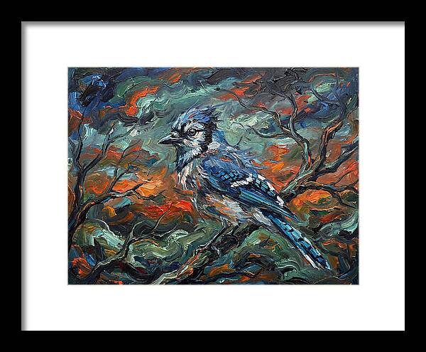 Blue Jay In Expressionist Style