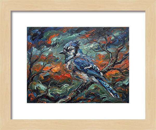 Blue Jay In Expressionist Style