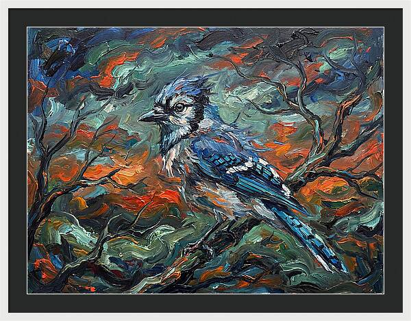 Blue Jay In Expressionist Style