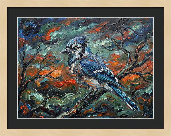 Blue Jay In Expressionist Style