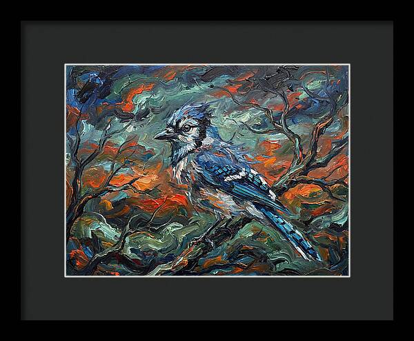 Blue Jay In Expressionist Style