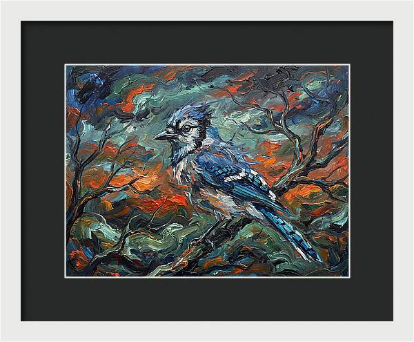 Blue Jay In Expressionist Style