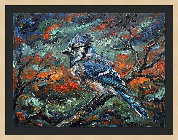 Blue Jay In Expressionist Style