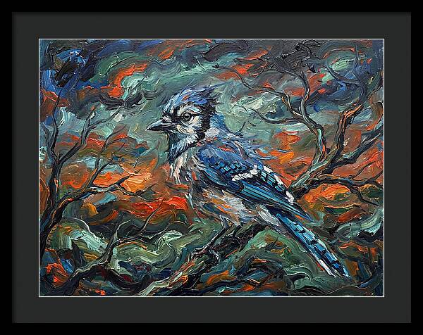 Blue Jay In Expressionist Style