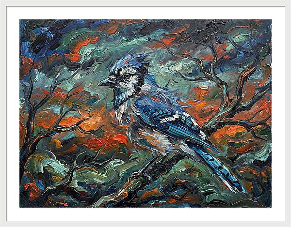 Blue Jay In Expressionist Style