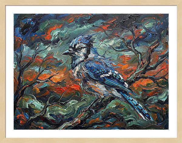 Blue Jay In Expressionist Style