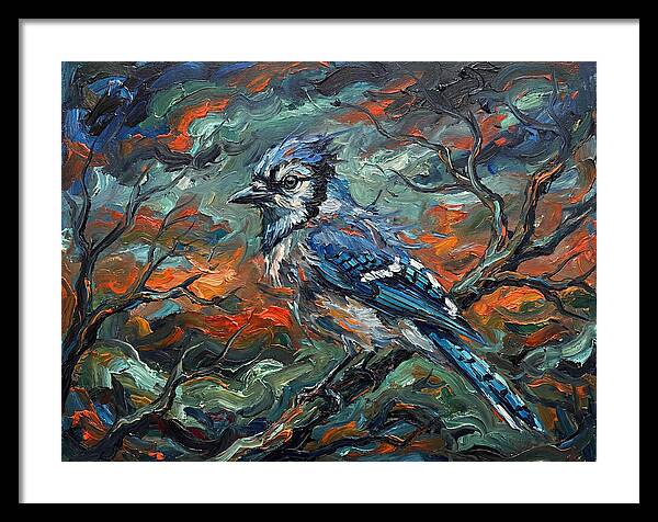 Blue Jay In Expressionist Style