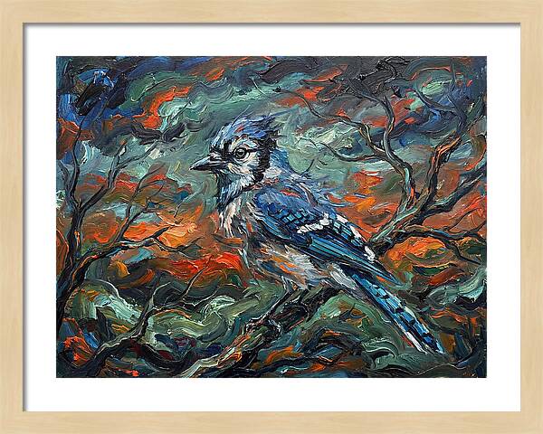 Blue Jay In Expressionist Style