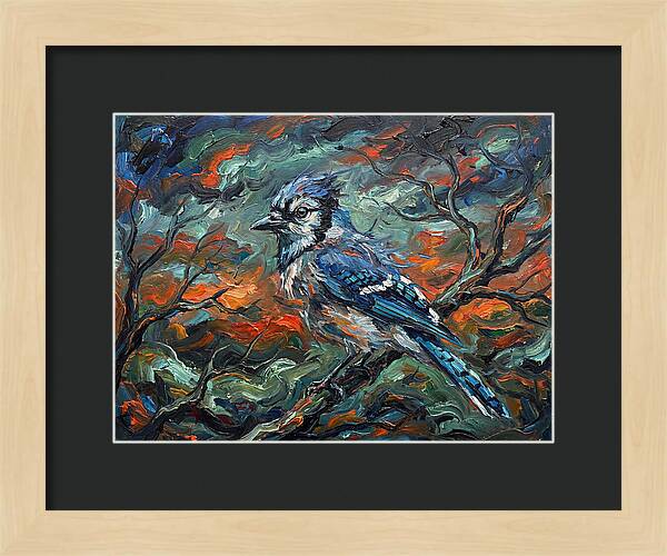 Blue Jay In Expressionist Style