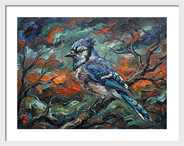 Blue Jay In Expressionist Style